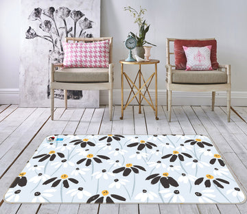 3D Black White Petal Flower 10767 Kashmira Jayaprakash Rug Non Slip Rug Mat