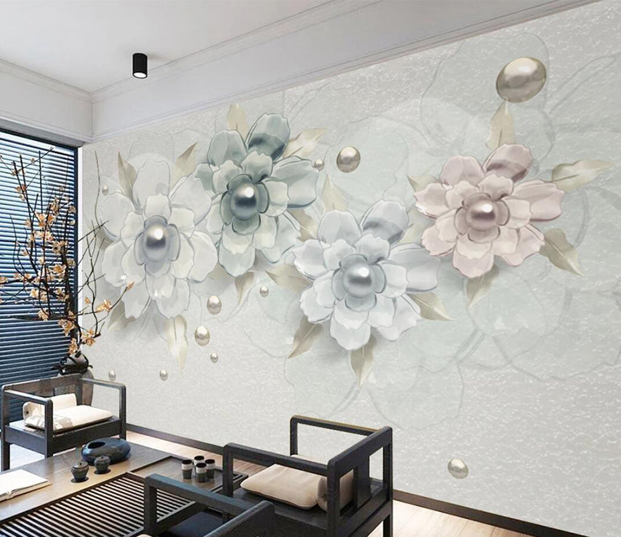 3D Flower Pearl WC2754 Wall Murals