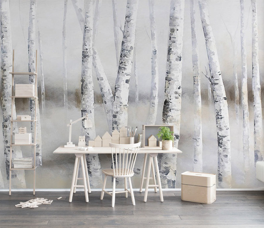 3D White Woods WC378 Wall Murals