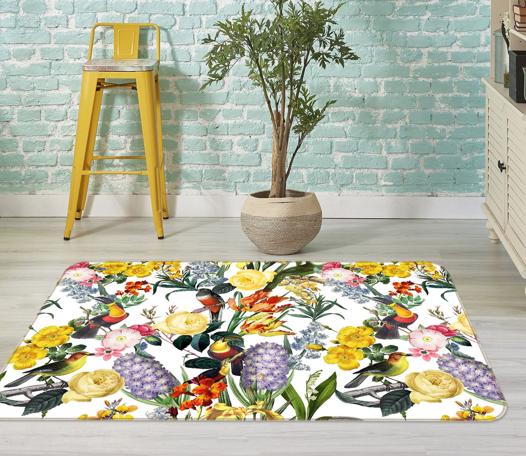 3D Painted Flowers 138 Uta Naumann Rug Non Slip Rug Mat