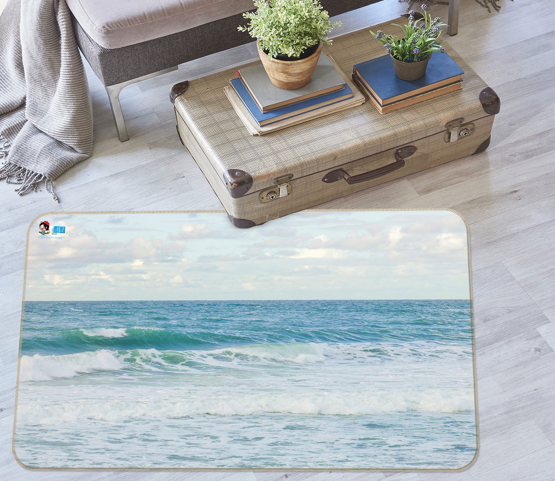 3D Blue Ocean 6827 Assaf Frank Rug Non Slip Rug Mat