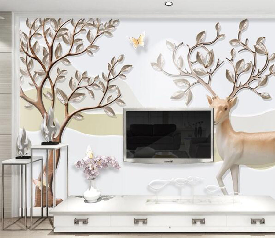 3D Deer Tree WC614 Wall Murals