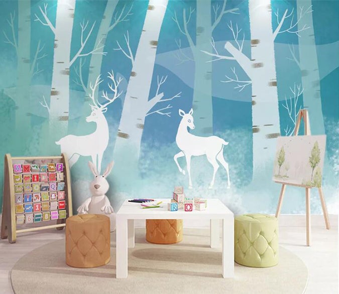 3D Deer Forest 663 Wall Murals Wallpaper AJ Wallpaper 2 