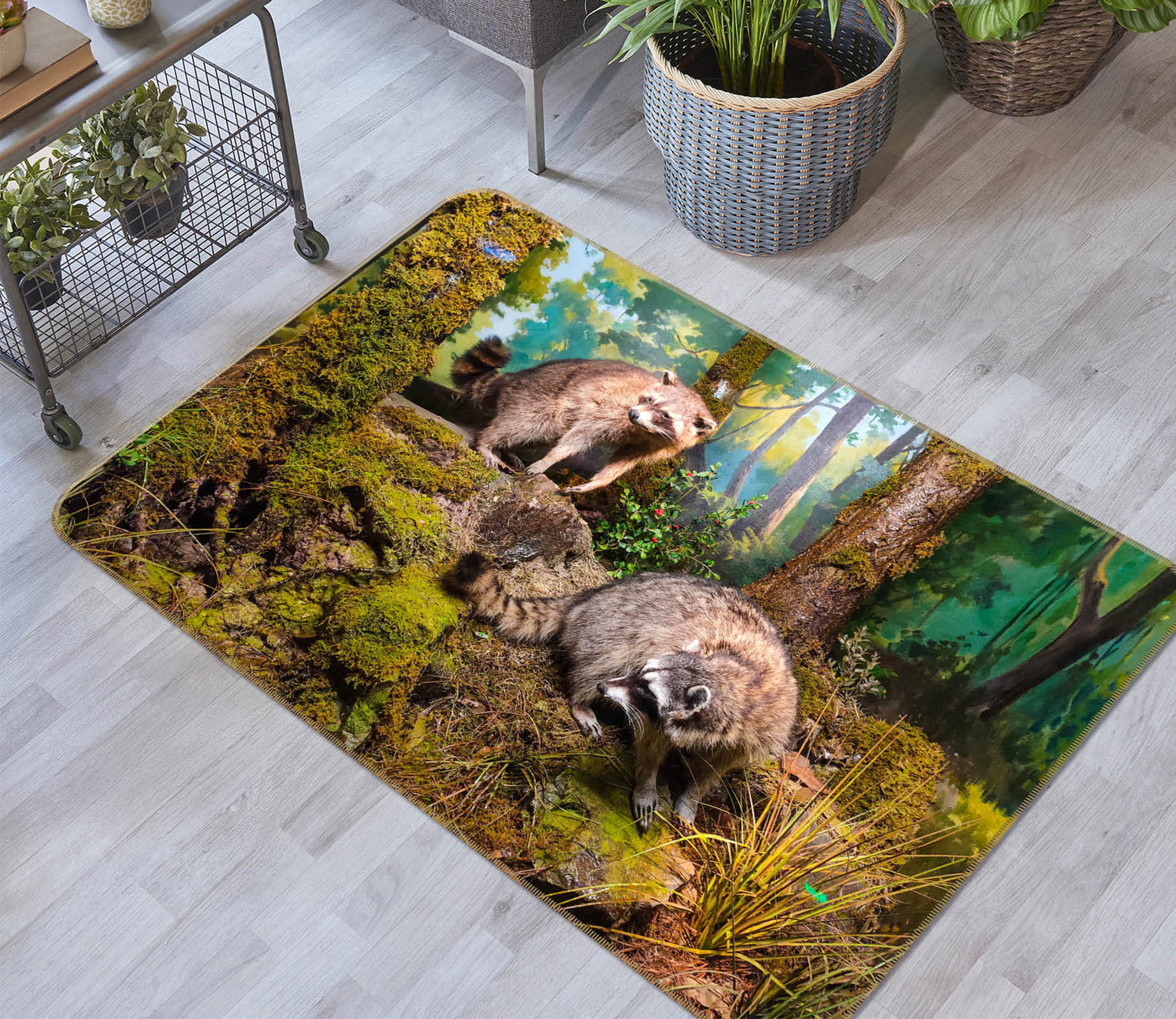 3D Forest Raccoon 68221 Animal Non Slip Rug Mat