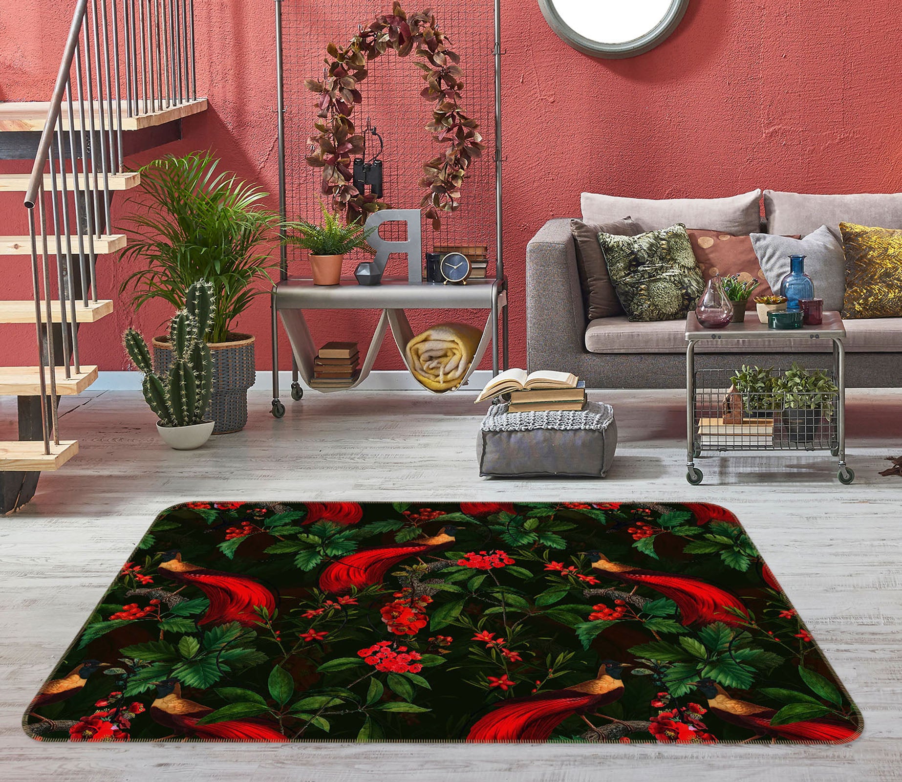 3D Red Wild Flower 169 Uta Naumann Rug Non Slip Rug Mat