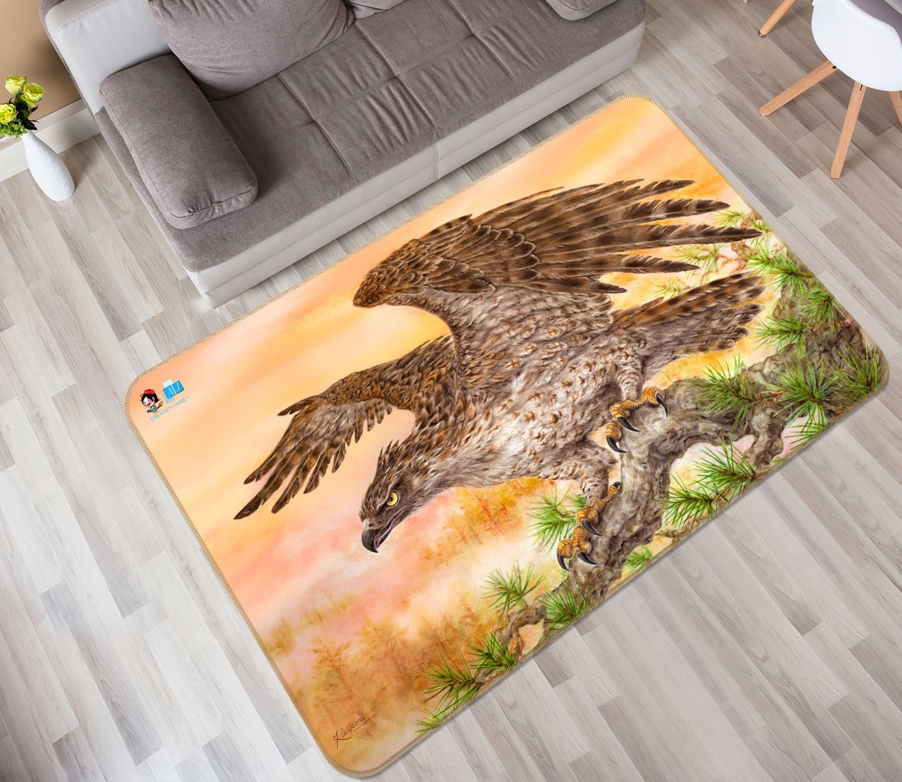 3D Animal Eagle 5621 Kayomi Harai Rug Non Slip Rug Mat