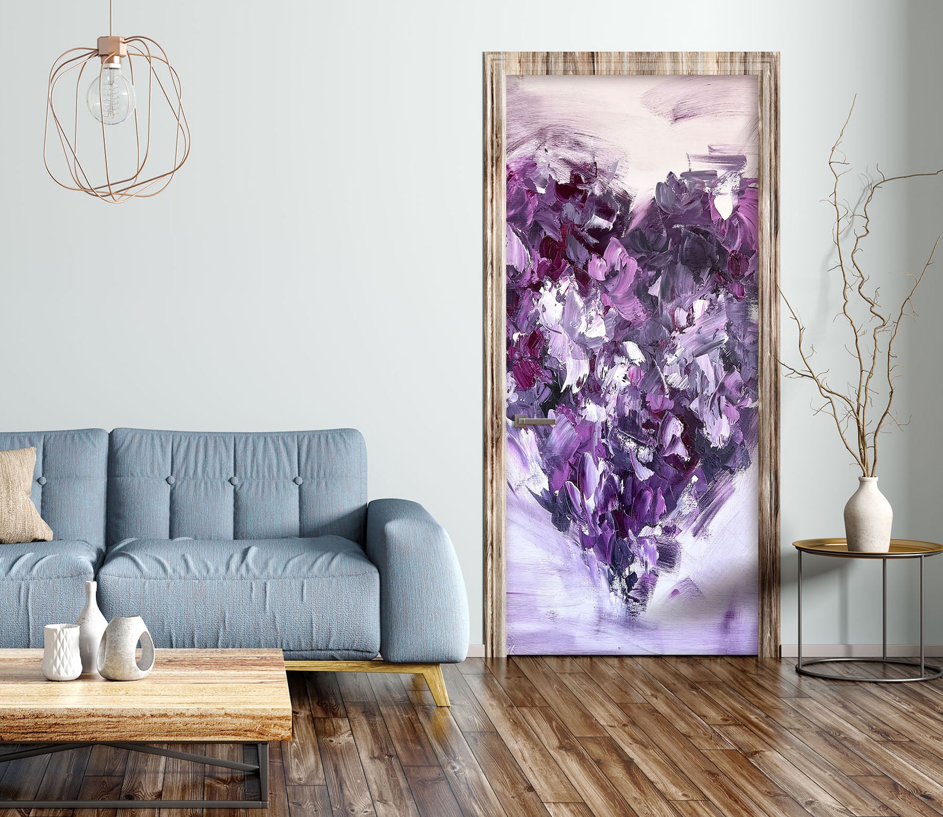 3D Purple Heart 3071 Skromova Marina Door Mural