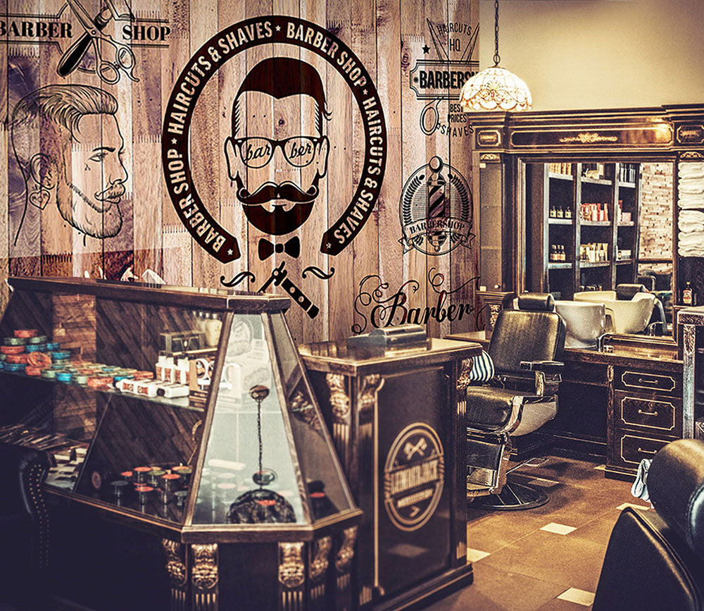 3D Man Cut Hair 1454 Barber Shop Wall Murals