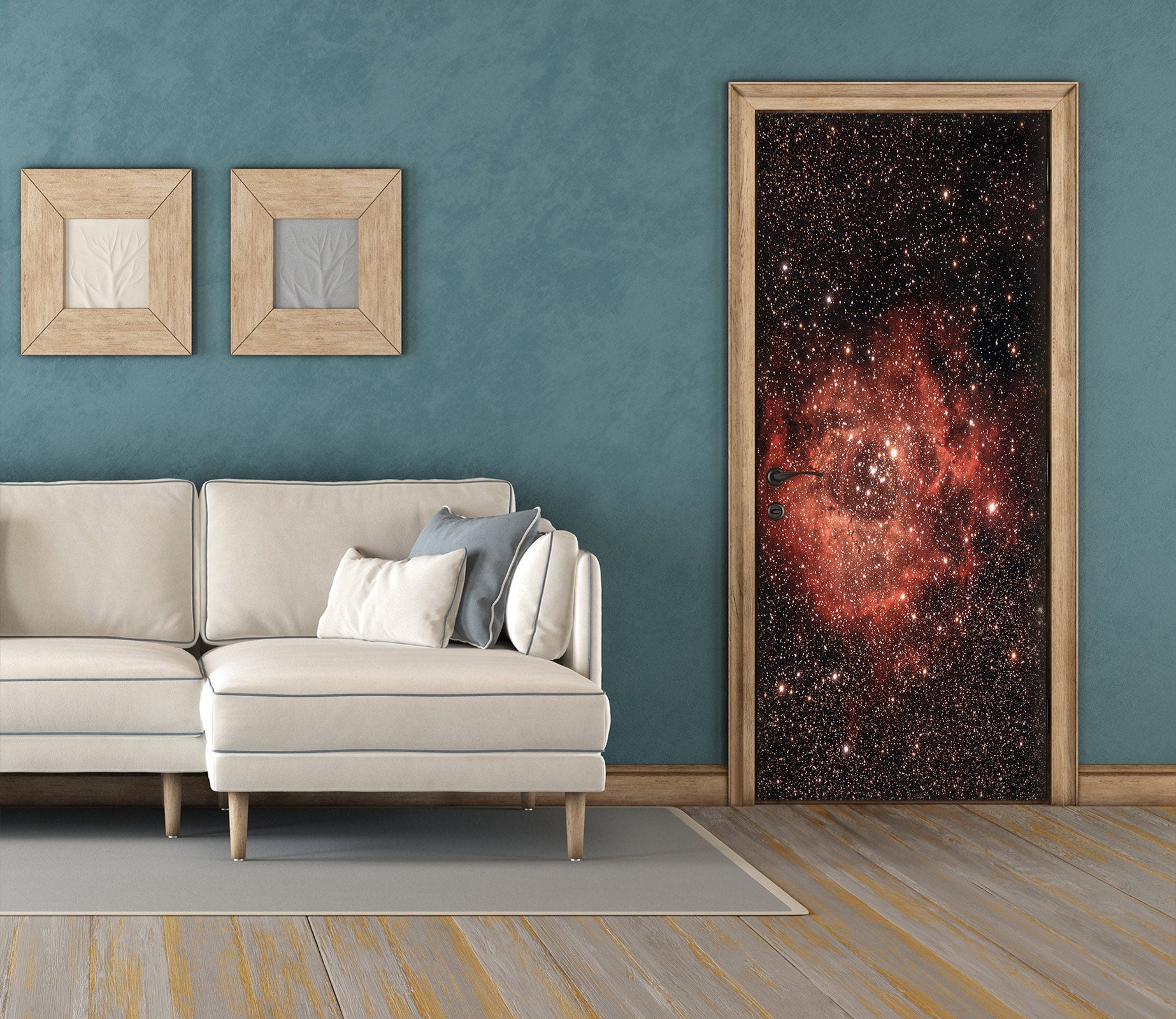 3D Red Starry Sky 24195 Door Mural