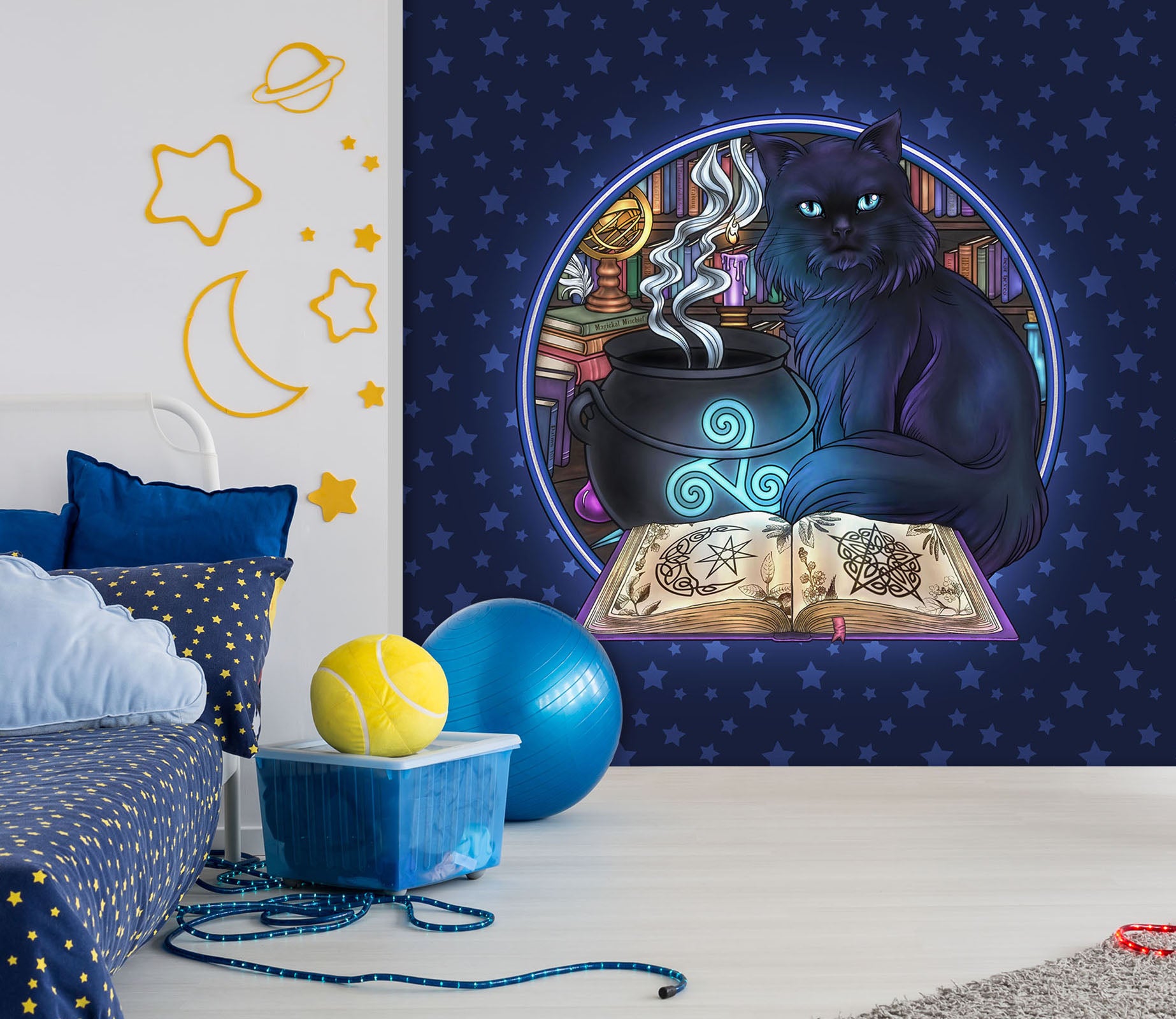 3D Black Cat Jar 8765 Brigid Ashwood Wall Mural Wall Murals