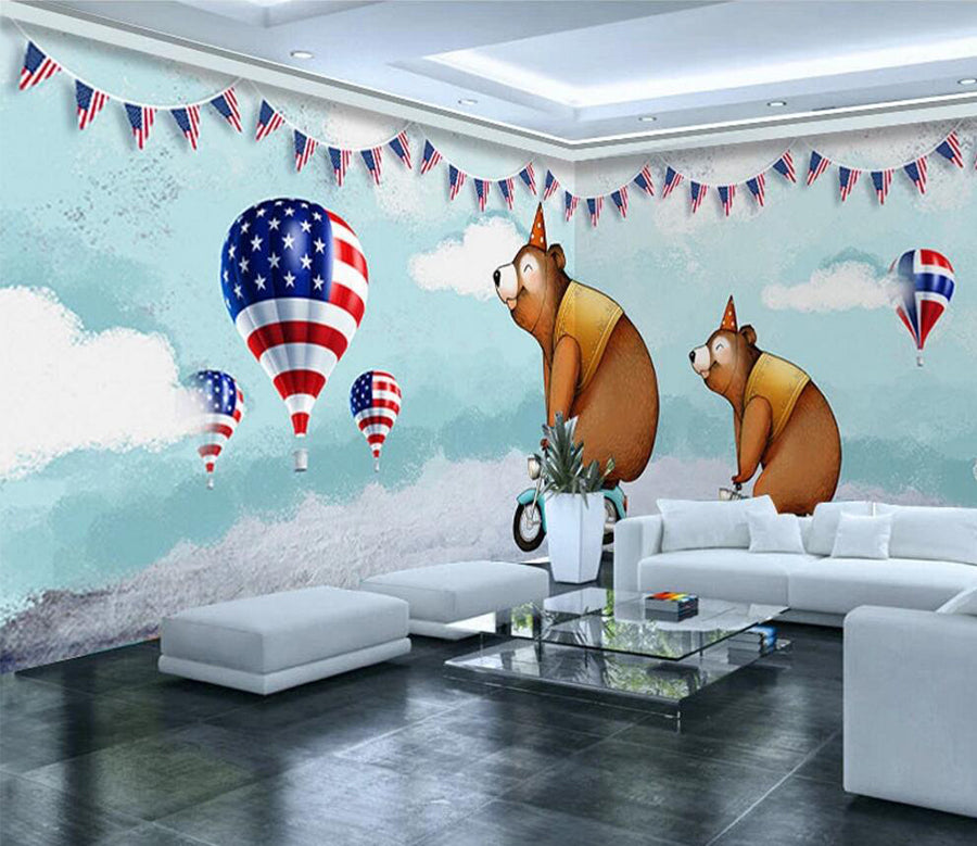 3D Bear Motorcycle WC355 Wall Murals