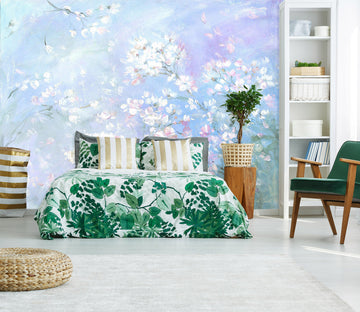 3D White Flowers 1619 Debi Coules Wall Mural Wall Murals