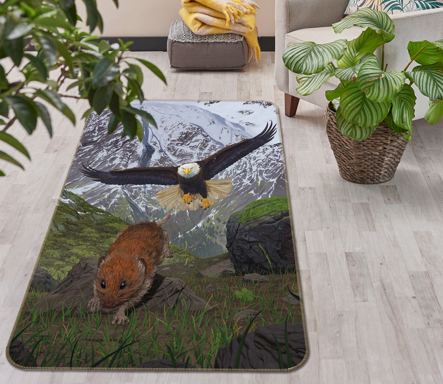 3D Mountains Eagle Mouse 84194 Vincent Hie Rug Non Slip Rug Mat