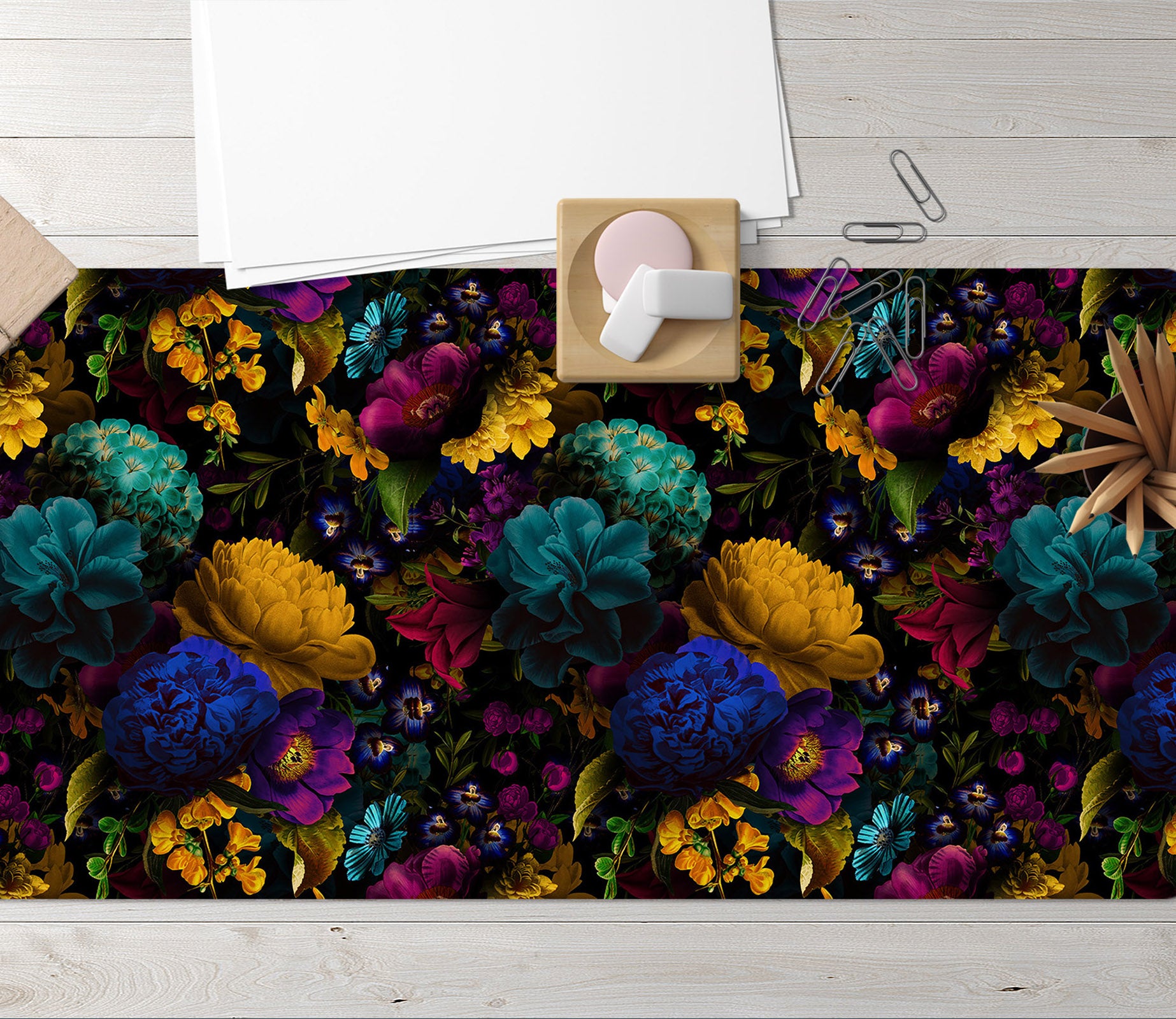 3D Colorful Flowers 120142 Uta Naumann Desk Mat