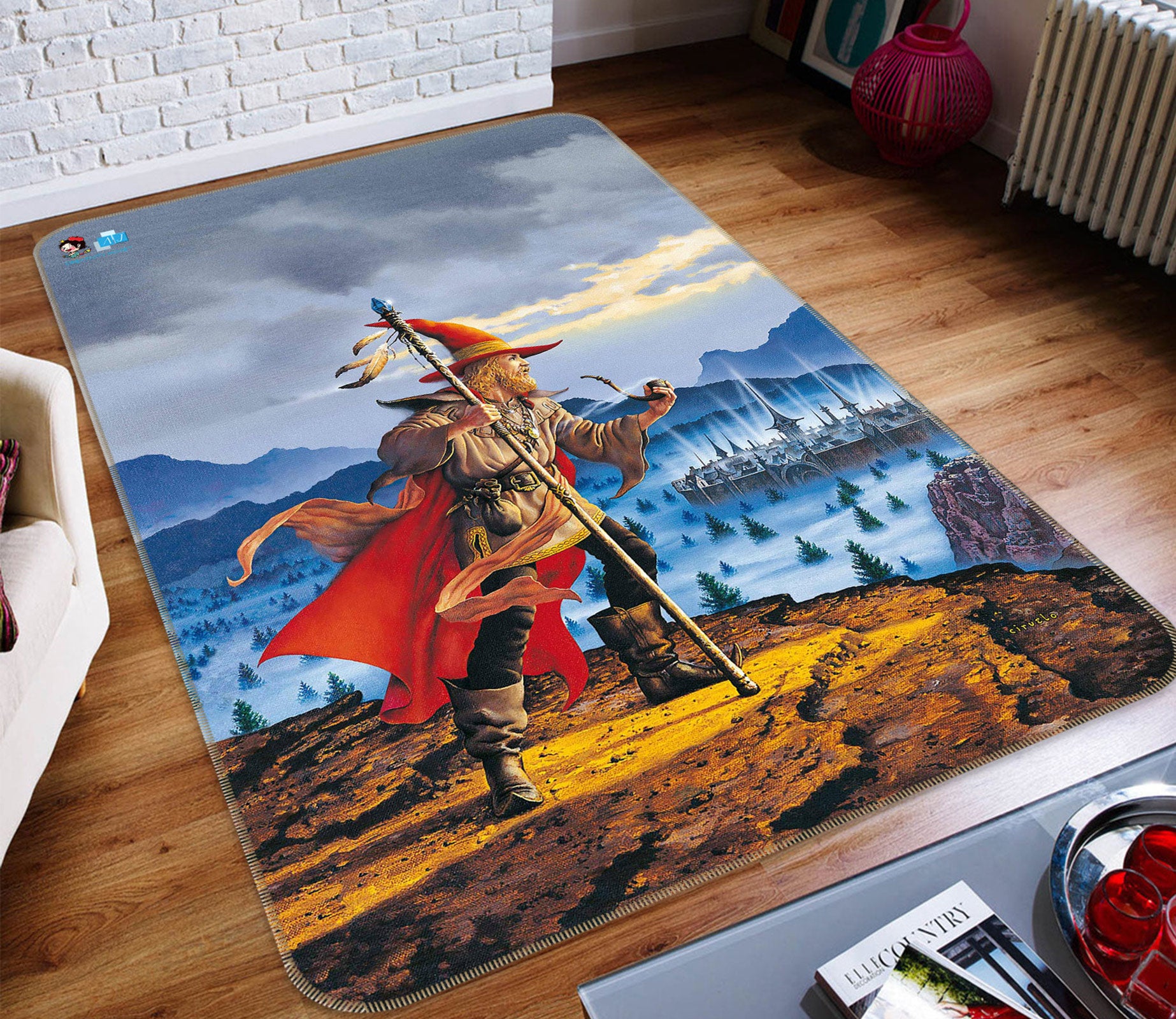 3D Snow Pointed Hat Man 6004 Ciruelo Rug Non Slip Rug Mat