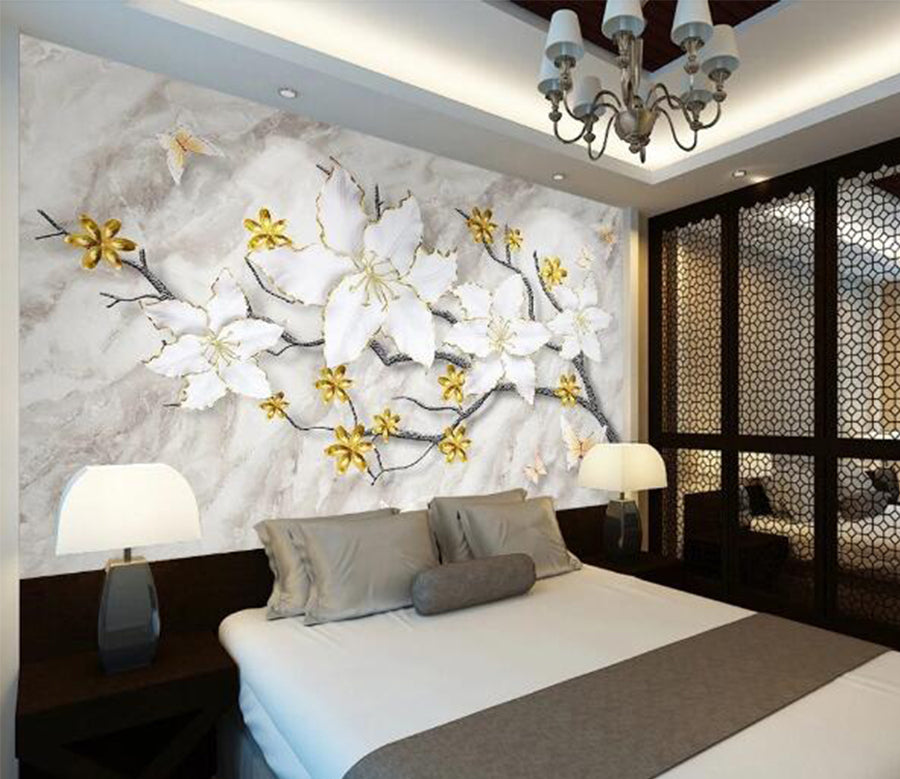 3D Golden Flower WC564 Wall Murals