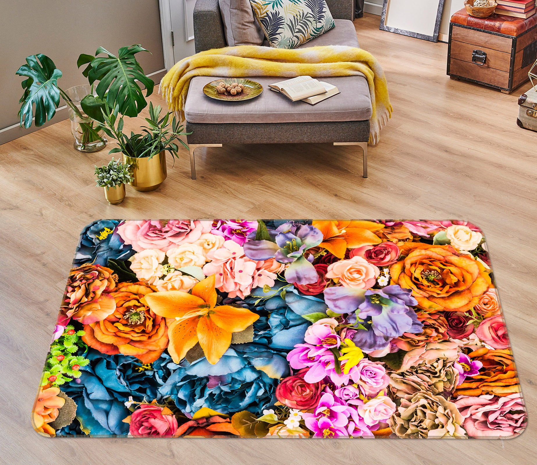 3D Flowers 25215 Non Slip Rug Mat