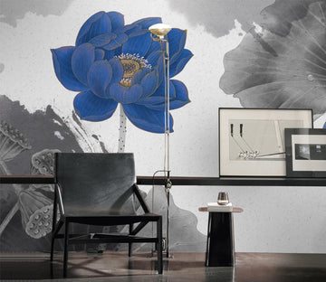 3D Doodle Blue Lotus WC394 Wall Murals