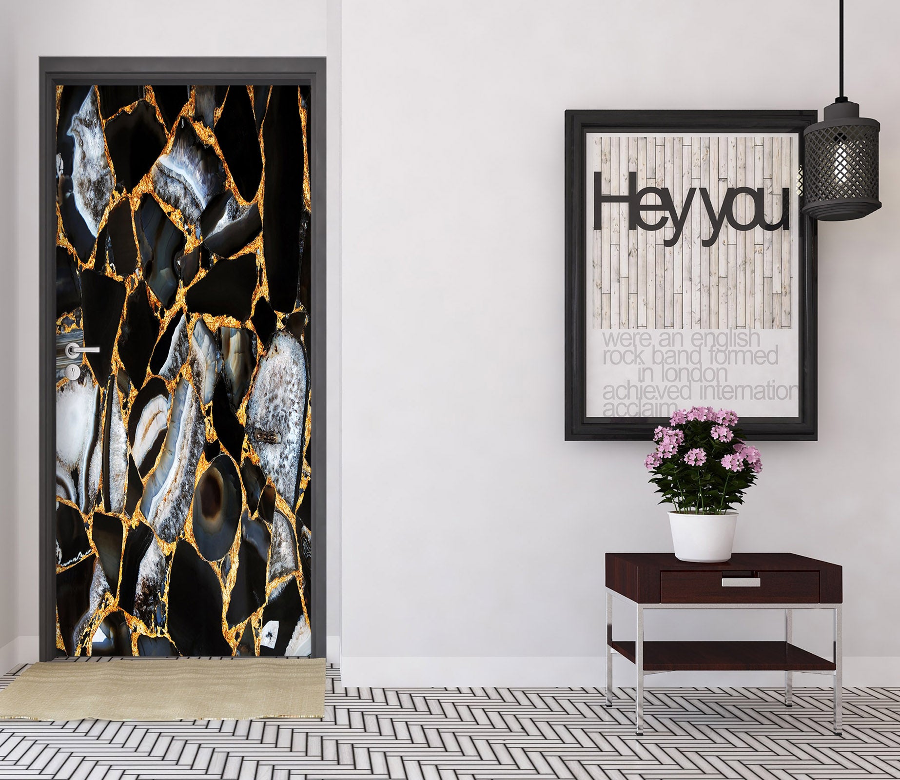 3D Black Marble 25161 Door Mural