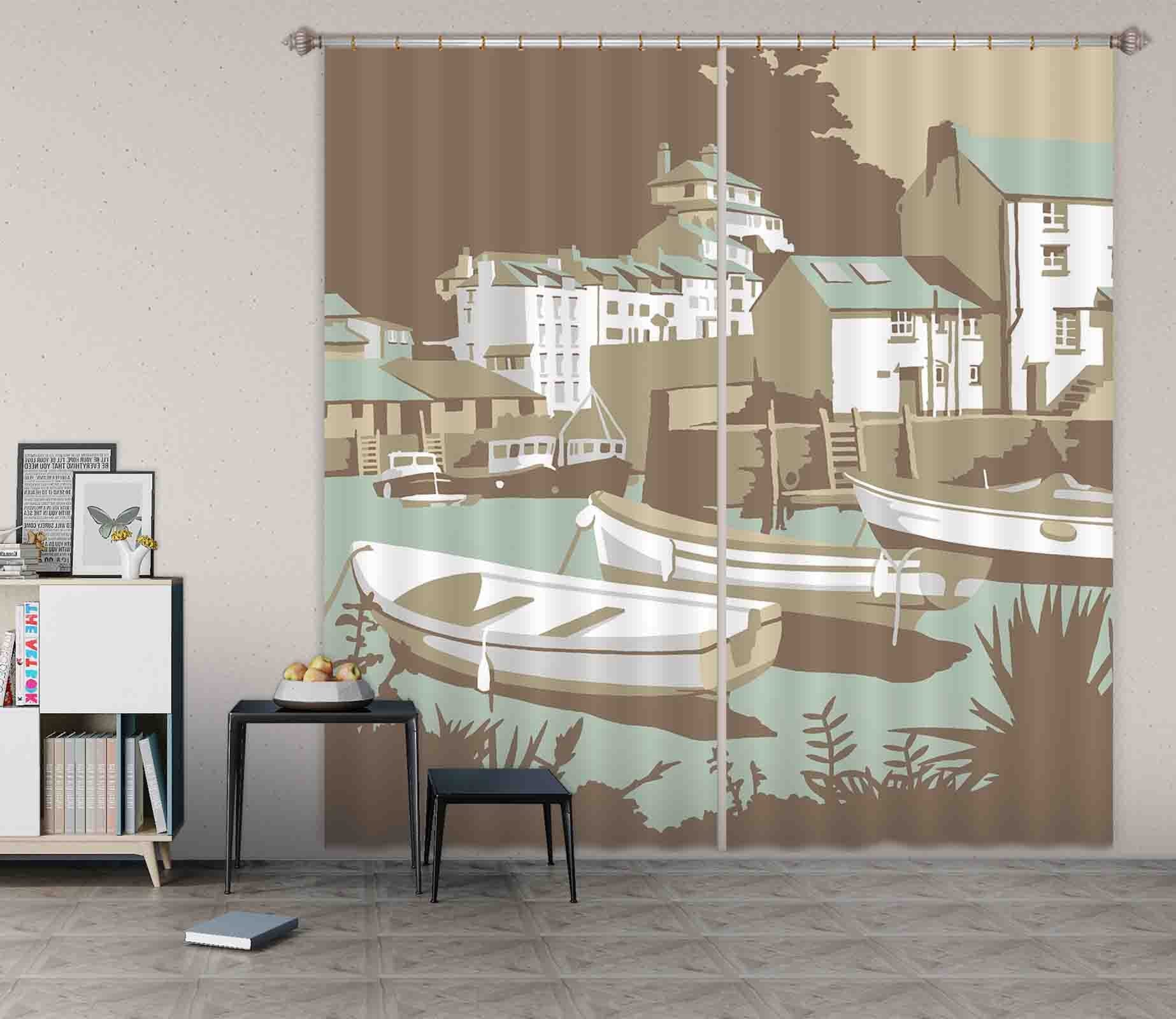 3D Polperro 130 Steve Read Curtain Curtains Drapes Curtains AJ Creativity Home 