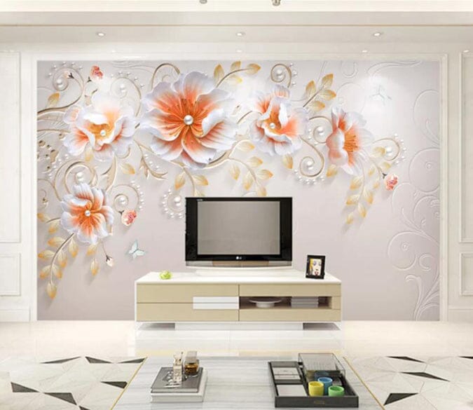 3D Pearl Flower 1588 Wall Murals Wallpaper AJ Wallpaper 2 