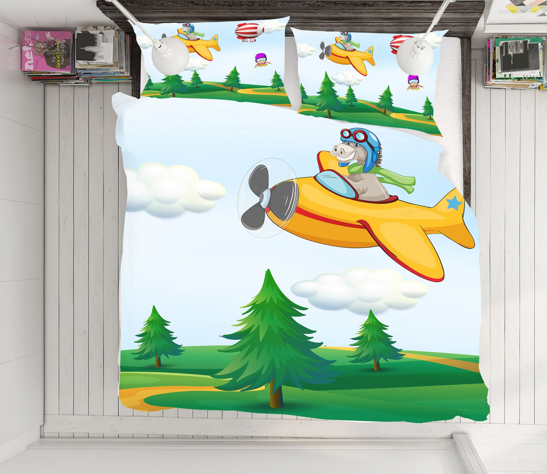 3D Aircraft Tree 19159 Bed Pillowcases Quilt