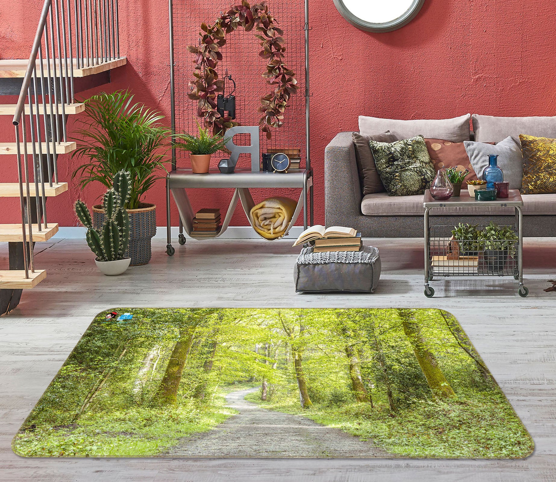 3D Green Trees 6782 Assaf Frank Rug Non Slip Rug Mat