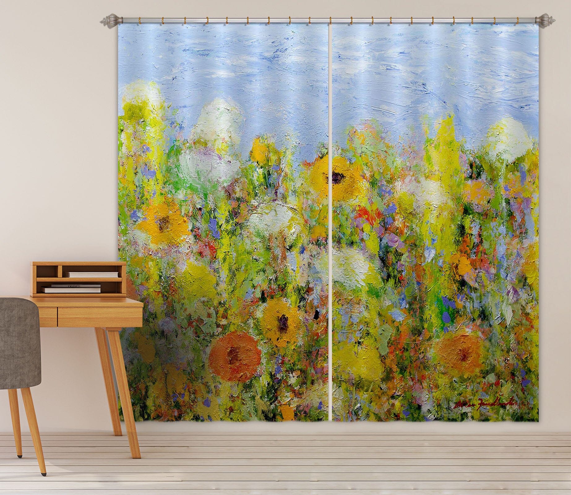 3D Colored Flowers 271 Allan P. Friedlander Curtain Curtains Drapes Curtains AJ Creativity Home 