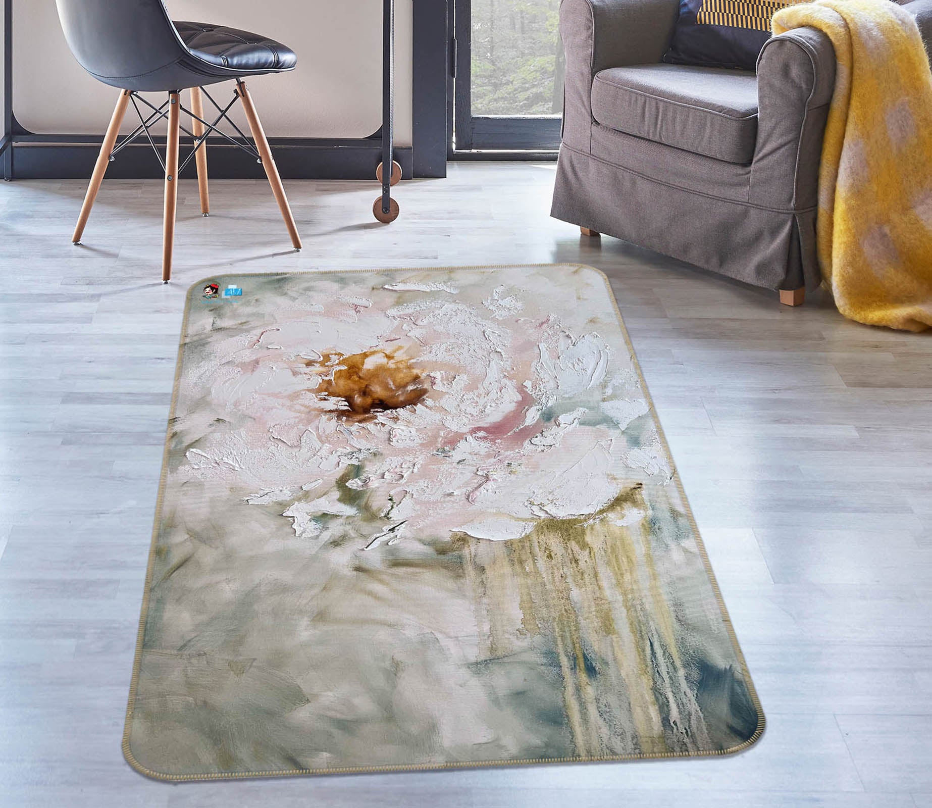 3D Paint Flower 3053 Skromova Marina Rug Non Slip Rug Mat