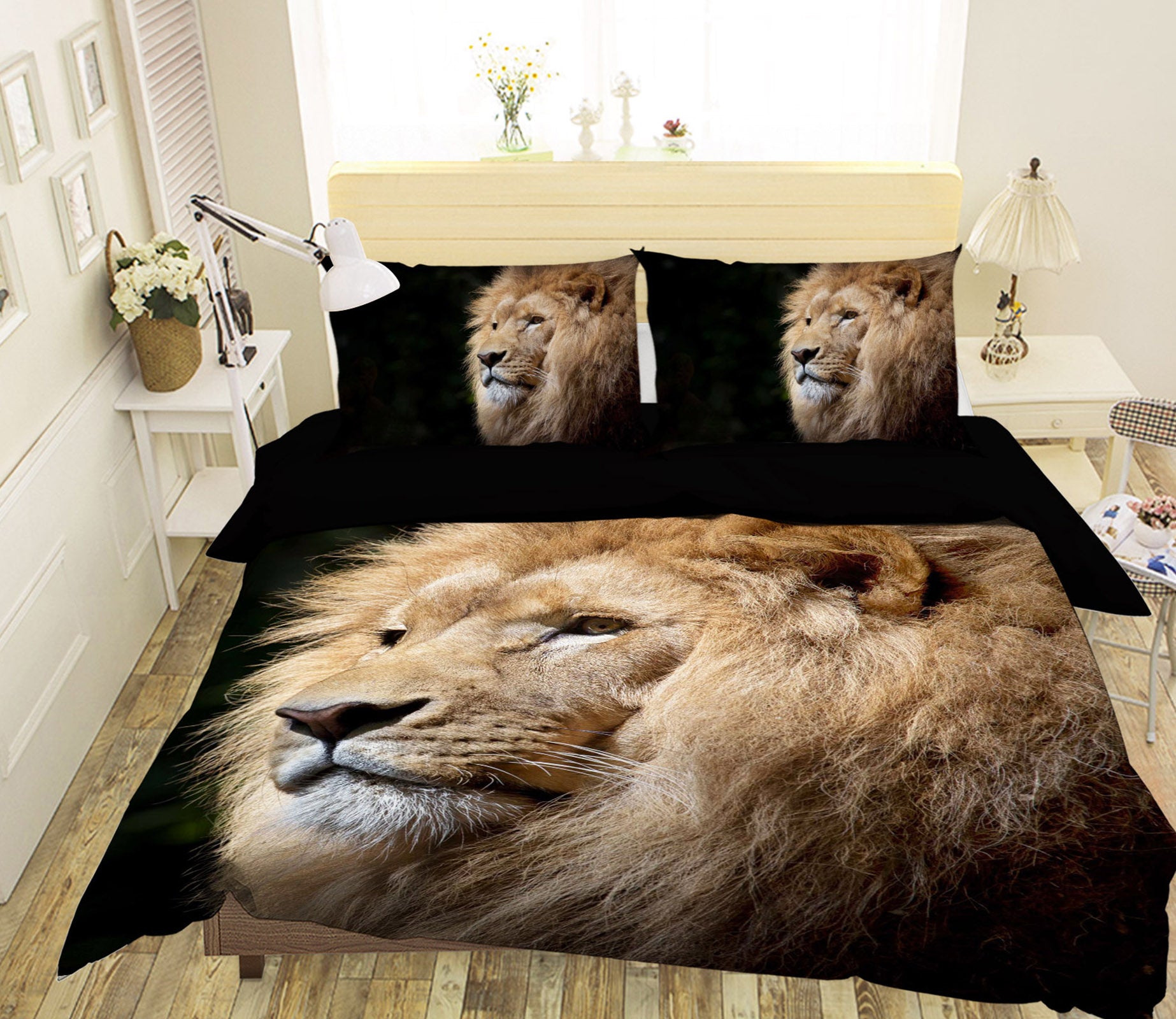 3D Yellow Lion 083 Bed Pillowcases Quilt