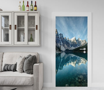 3D Snow Mountain Lake 23166 Door Mural