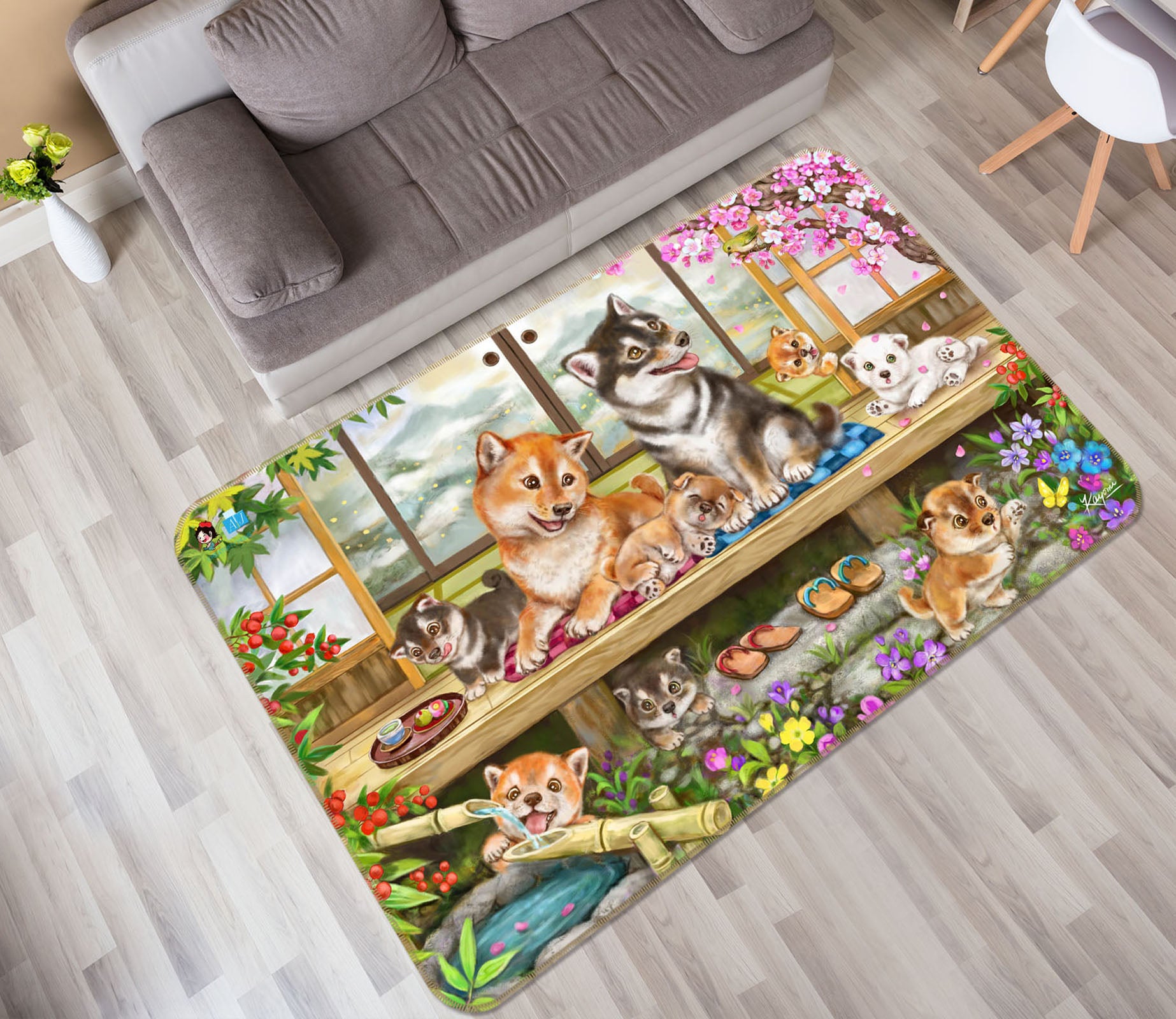 3D Pet Dog 5627 Kayomi Harai Rug Non Slip Rug Mat