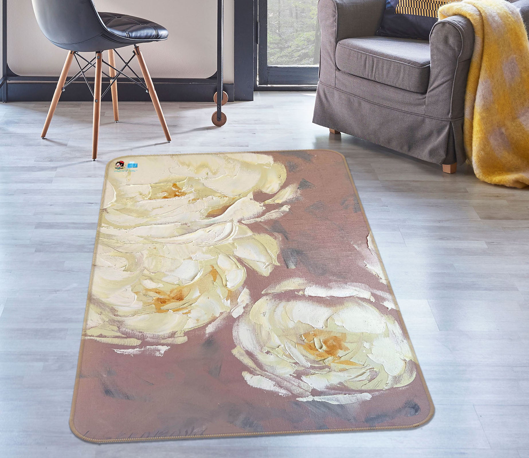 3D Elegant Rose 3853 Skromova Marina Rug Non Slip Rug Mat