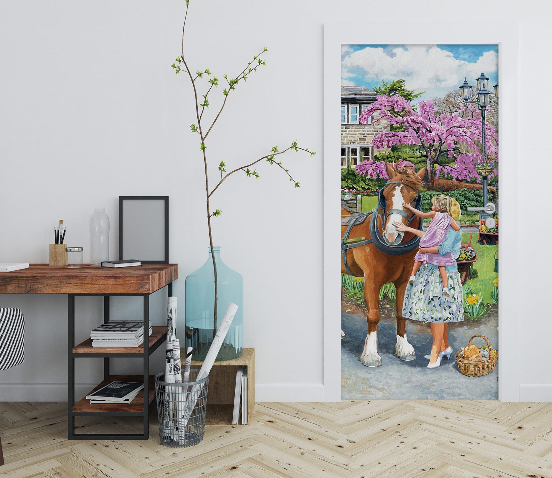 3D Trees Horse Baby 103114 Trevor Mitchell Door Mural