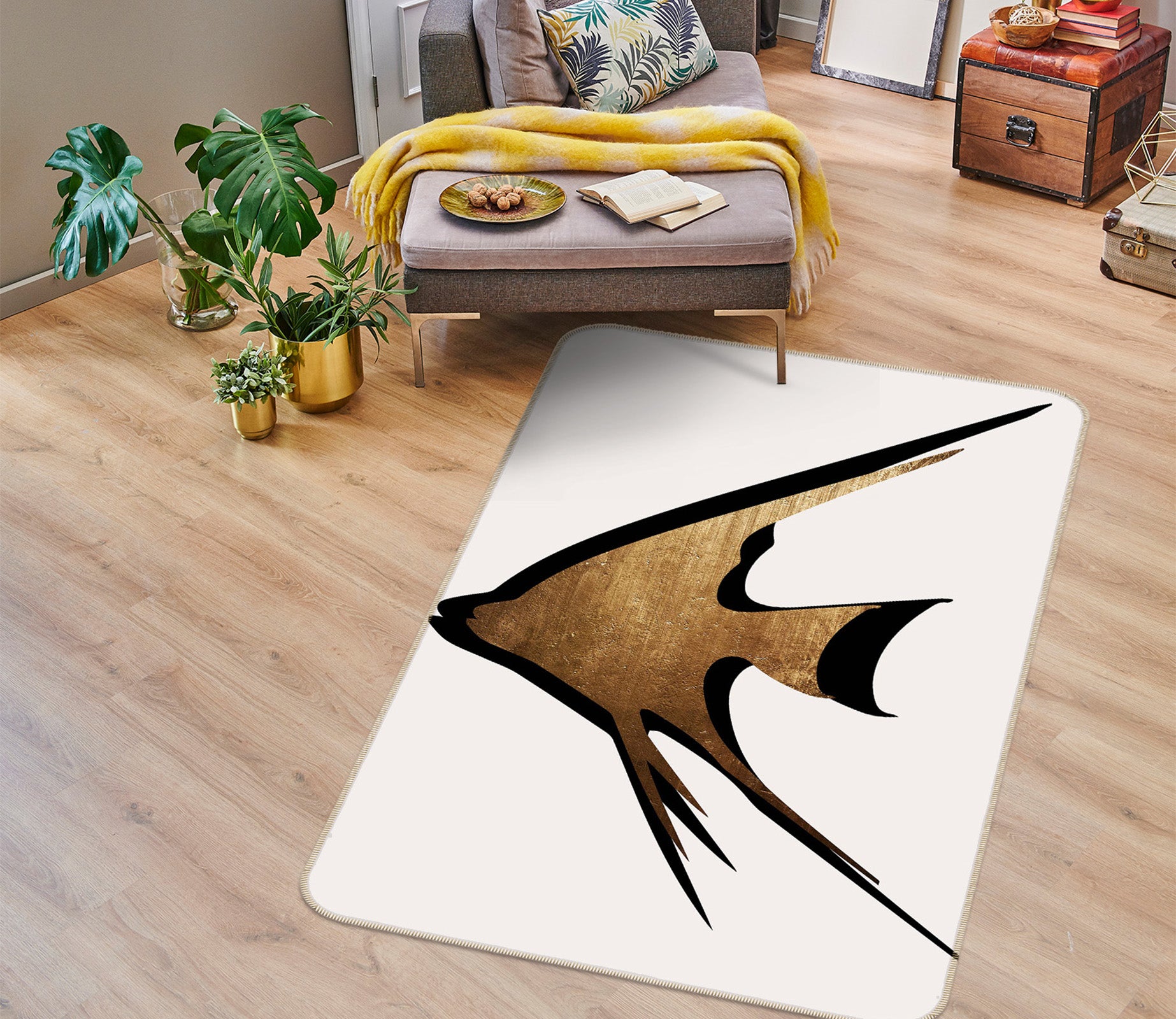 3D Gold Fish 1048 Boris Draschoff Rug Non Slip Rug Mat