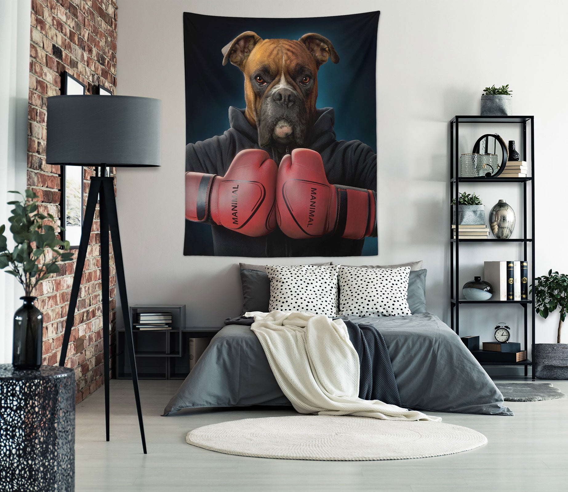 3D Boxing Dog 116213 Vincent Tapestry Hanging Cloth Hang