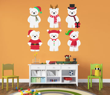 3D Dress Up White Bear 10 Wall Stickers Wallpaper AJ Wallpaper 