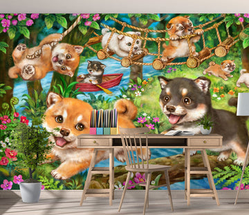 3D Dog Playing 5430 Kayomi Harai Wall Mural Wall Murals