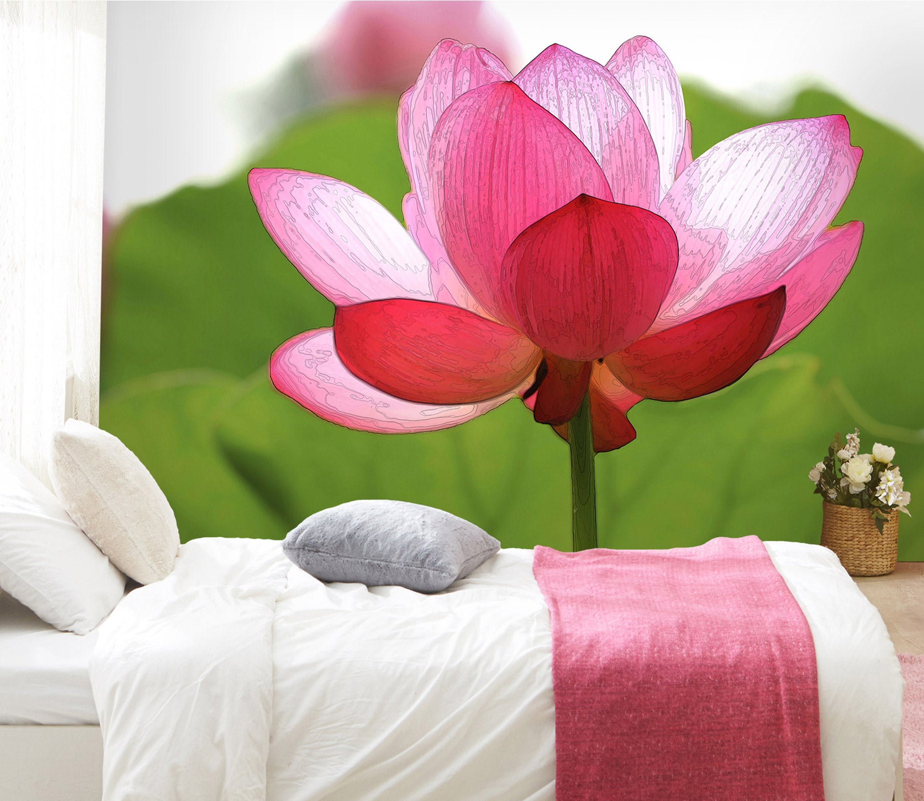 3D Pink Lotus 9144 Alius Herb Wall Mural Wall Murals