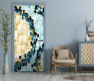 3D Blue Yellow Pattern 21215 Door Mural