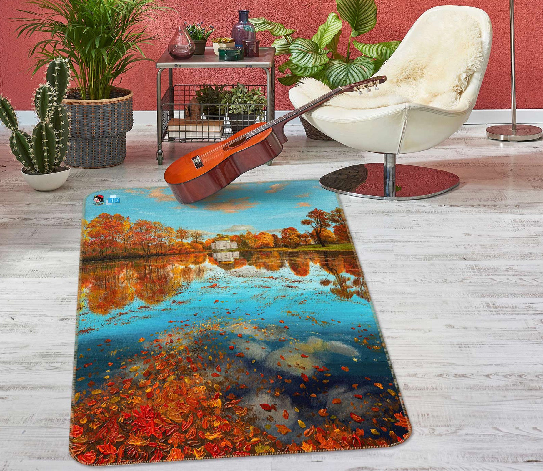 3D Lake Tree 1897 Marina Zotova Rug Non Slip Rug Mat