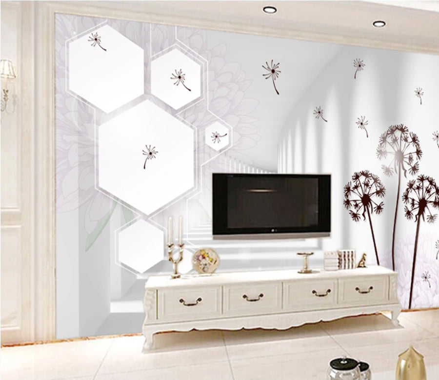 3D Dandelion Elegant WC232 Wall Murals