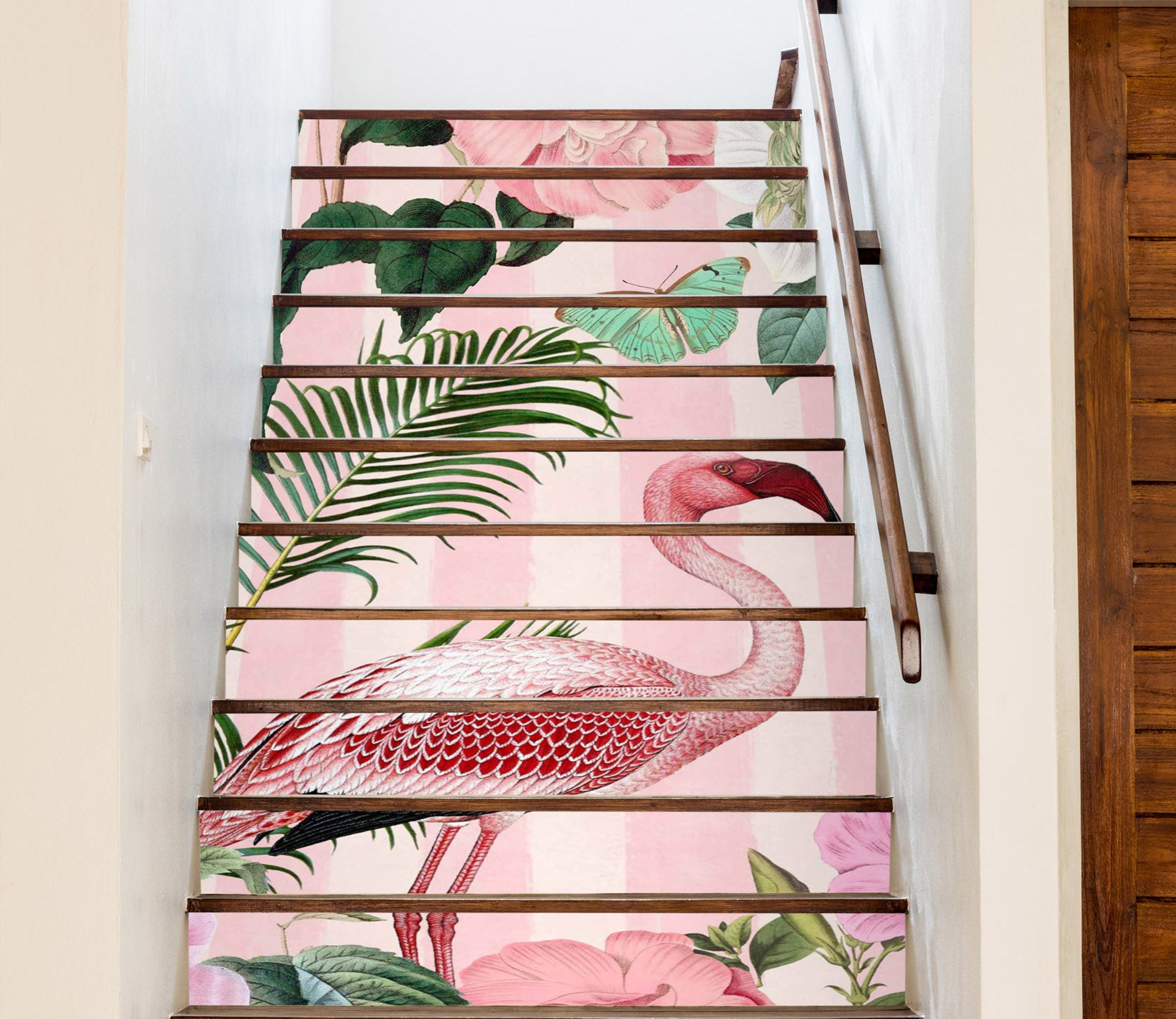 3D Flamingo Leaves Flowers 109207 Andrea Haase Stair Risers