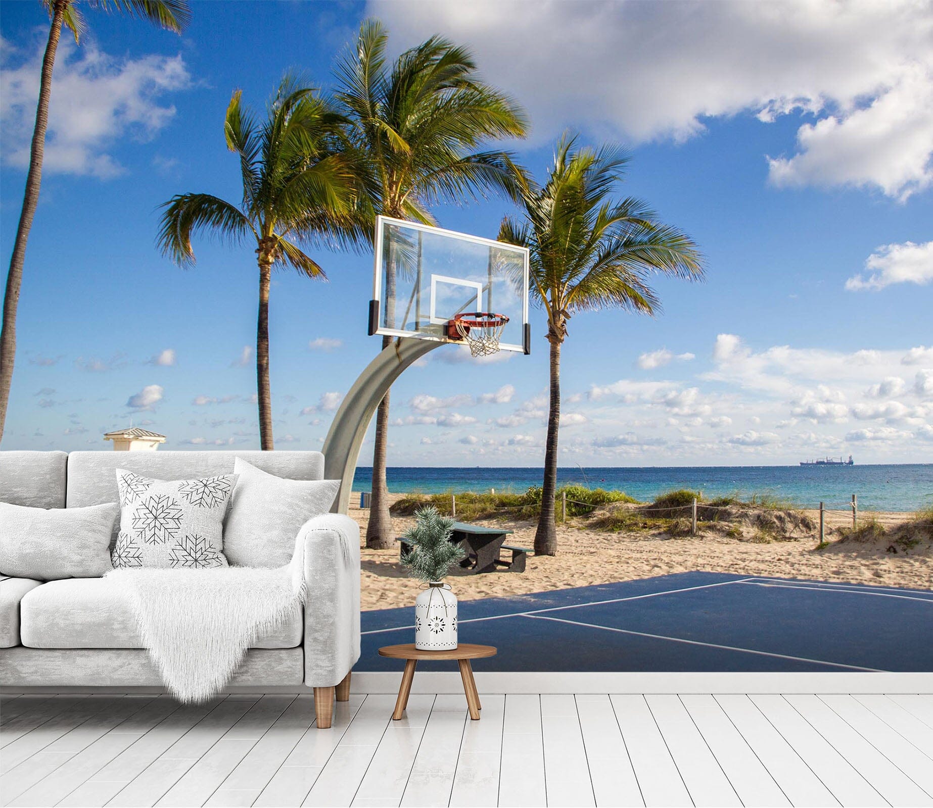 3D Coconut Tree Beach 1494 Wall Murals Wallpaper AJ Wallpaper 2 