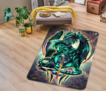 3D Green Dragon 8235 Ruth Thompson Rug Non Slip Rug Mat