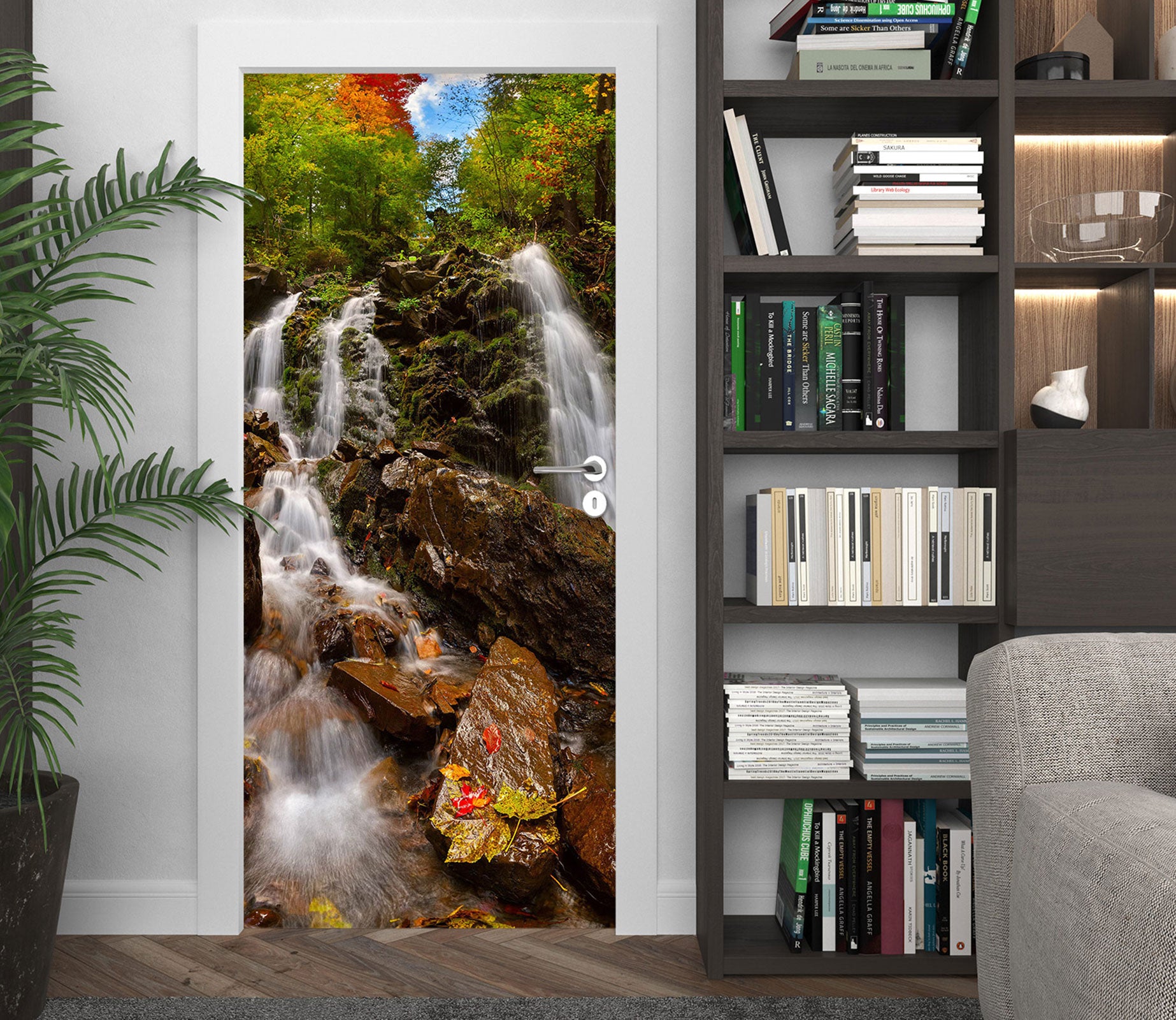 3D Mountain Running Water 24080 Door Mural