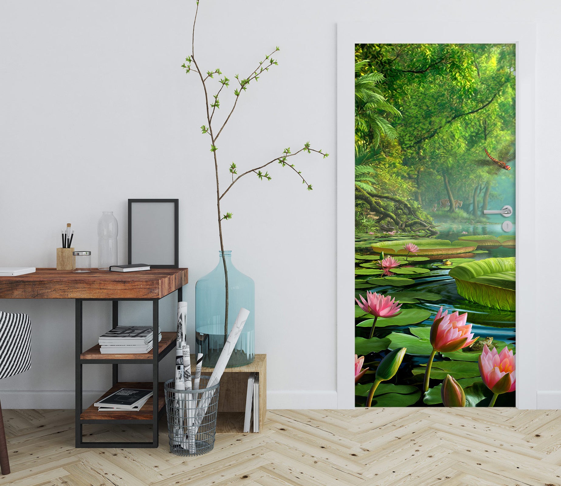 3D Forest Lotus 112157 Jerry LoFaro Door Mural