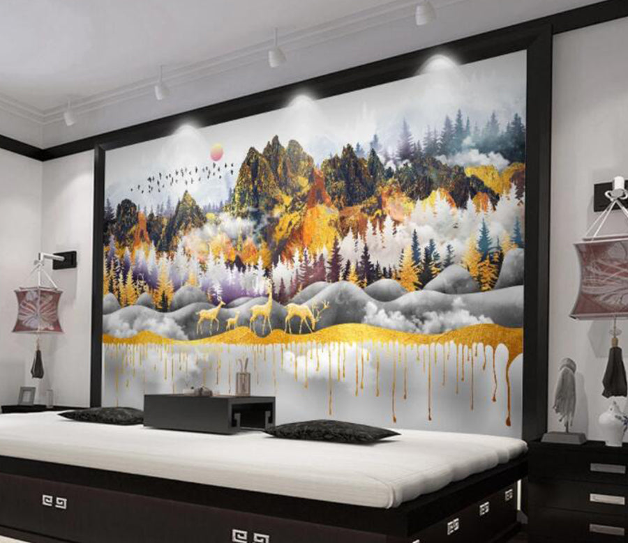 3D Mountain Deer WC2231 Wall Murals