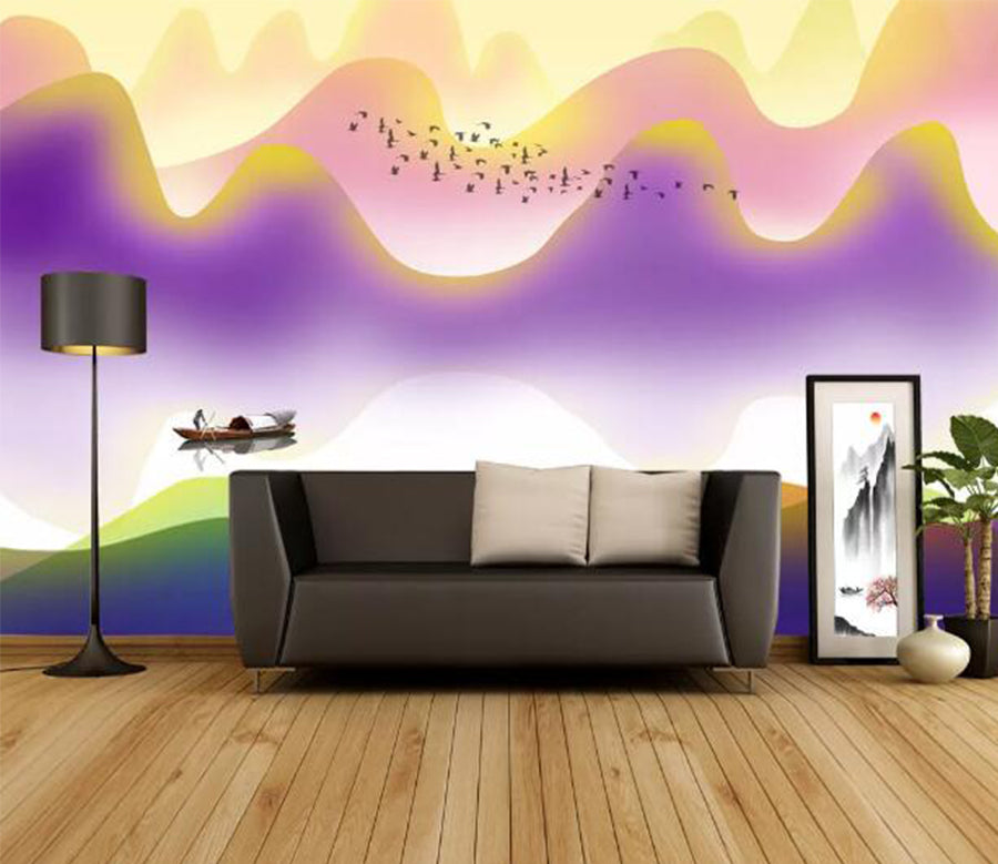 3D Sunset Mountain WC1069 Wall Murals