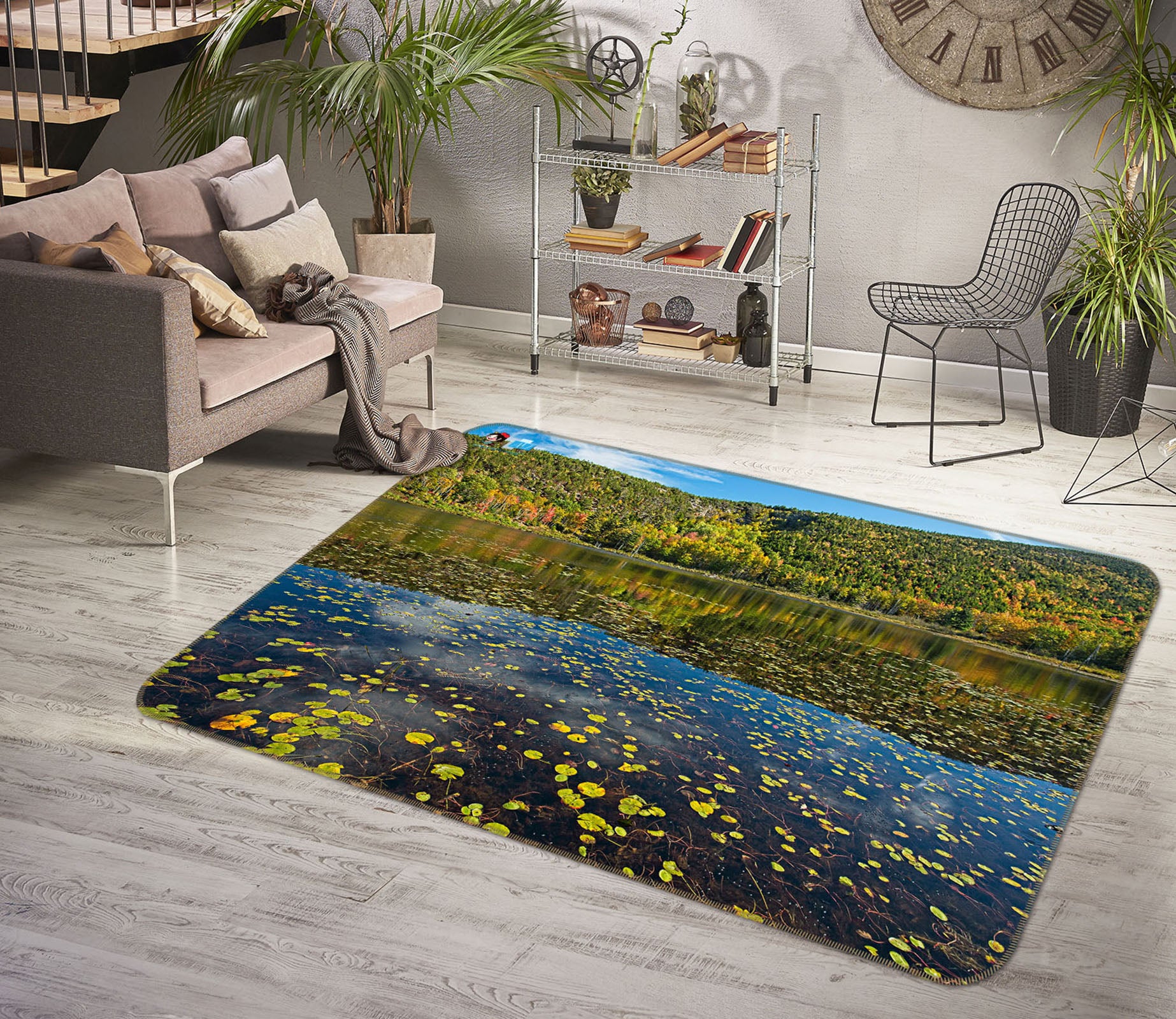 3D Lake Leaves 62054 Kathy Barefield Rug Non Slip Rug Mat